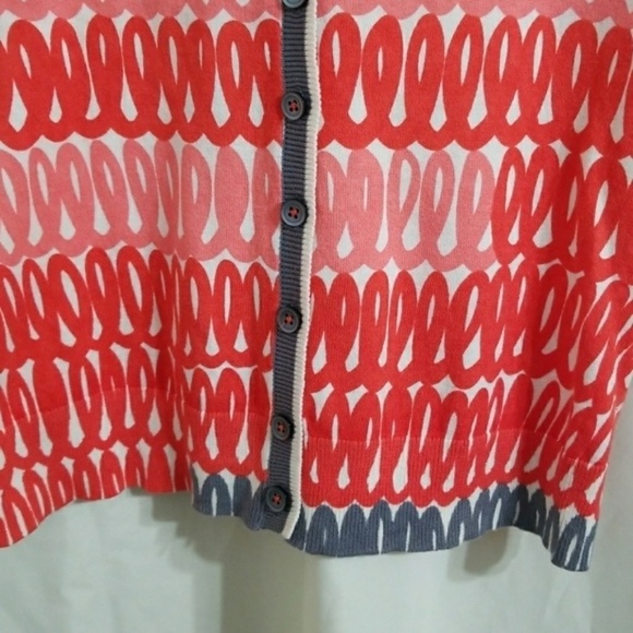 Anthropologie Cardigan Field Flower gray red abstract - Picture 5 of 7